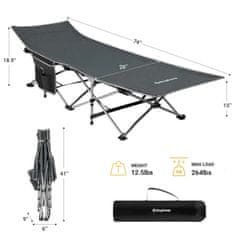 KingCamp Veliki sklopivi kamp krevet za velika opterećenja