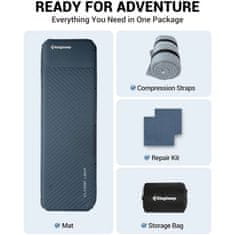 KingCamp Classic Light samonapuhavajuća podloga za spavanje s jastukom – L, tamno siva