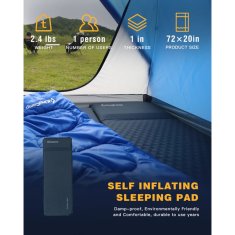 KingCamp Samonapuhavajuća podloga za spavanje s jastukom – XXL