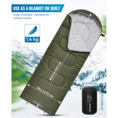 KingCamp Vreća za spavanje Oasis 250, Olive, lijevi zatvarač