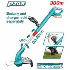 Total One-Stop Tools Akumulatorski trimer za travu 300mm/20V/2.0Ah-7.5Ah/P20S (Bez baterije) (TGTLI20018)