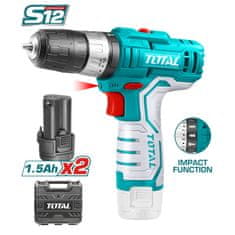 Total One-Stop Tools Akumulatorska udarna bušilica 1,5Ah/S12 (SET Baterija 2x1.5Ah, Punjač) (TIDLI1232E)