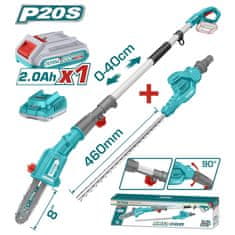 Total One-Stop Tools Akumulatorska teleskopska pila i škare za živicu 2800spm /460mm /P20S (TPTS201681)