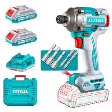 Total One-Stop Tools Akumulatorski udarni ključ 285Nm/6,35mm/ INDUSTRIAL (SET Baterija 2x2Ah, Punjač4A, Torba) (TIRLI2028E)