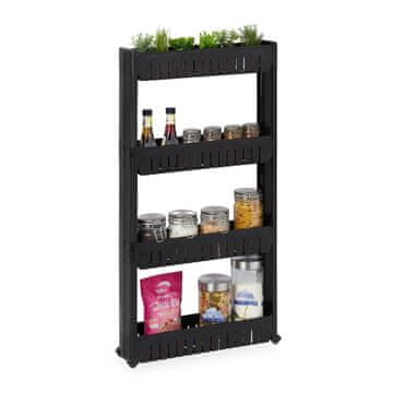 Northix Uska mobilna polica s 4 police in kolesci za kompaktne prostore