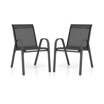 Northix Set od 2 vrtne stolice koje se mogu slagati s metalnim okvirom crne boje 56 x 70 x 84 cm