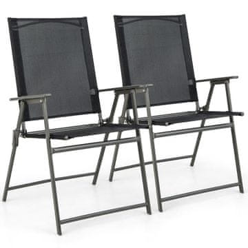 Northix Set sklopivih vrtnih stolica s tkaninom otpornom na vremenske uvjete crne boje 62 x 58 x 96 cm