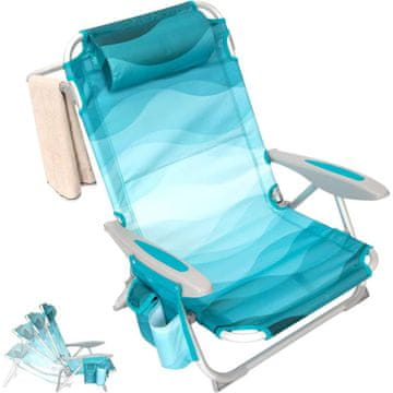 KingCamp Podesiva plažna stolica WEJOY, Cyan Pattern