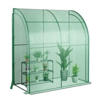 Northix Zeleni mini folijski staklenik 198,5x98x215 cm s policom