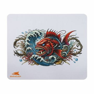 Baracuda podloga za miš bijela - motiv piranja BGMP-041 CORAL