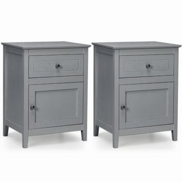 Northix Noćni ormarić od borovine s ladicom i vratima, 48x38x63,5 cm, svijetlosiva