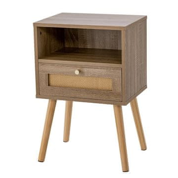 Northix Noćni ormarić od ratana s ladicom u boho stilu, prirodno drvo, 40 x 30 x 60,5 cm