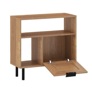 Northix Noćni ormarić od ratana s policom za odlaganje i metalnim nogama, boho stil, 60 x 25,5 x 59 cm