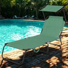 Aga Vrtni podesivi ležaljka s krovićem Svijetlo zelena