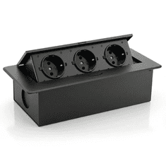 Izoxis Namještajna utičnica 21659, 3x shuko, sa kablom 1,8m, crna