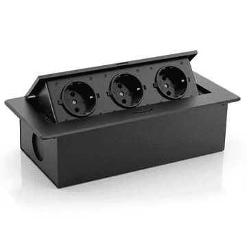 Izoxis Namještajna utičnica 21659, 3x shuko, sa kablom 1,8m, crna