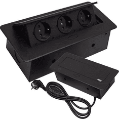 Izoxis Namještajna utičnica 21659, 3x shuko, sa kablom 1,8m, crna