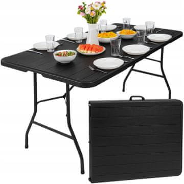 Malatec Prijenosni sklopivi vrtni stol 180 cm imitacija drva crne boje