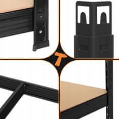 BIGSTREN Metalni stalak za odlaganje 150x75x30cm bez vijaka 175kg po polici crni