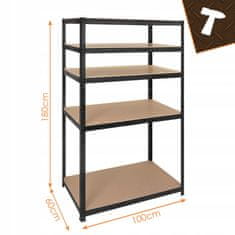 BIGSTREN Metalni stalak za odlaganje 180x100x60cm bez vijaka 200kg po polici crni