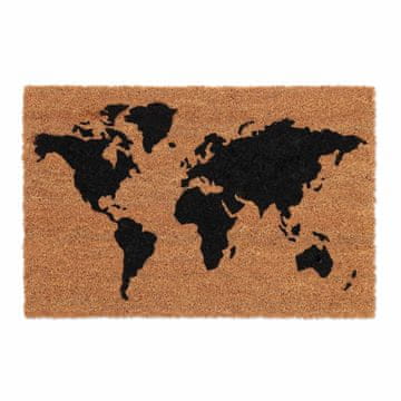 Northix Otirač za vrata s kartom svijeta od kokosovih vlakana s protukliznom PVC podlogom