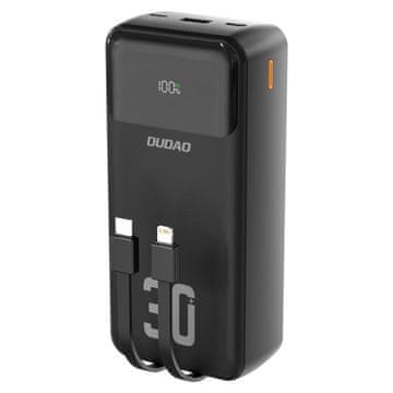DUDAO K15MAX Power Bank 30000mAh USB / USB-C / Lightning + kabeli 22.5W, crno