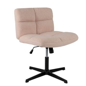 Northix Uredska stolica s prekriženim nogama, ružičasto umjetno krzno, ergonomski dizajn, podesiva visina