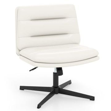 Northix Uredska stolica s prekriženim nogama, podesiva visina, bijela umjetna koža