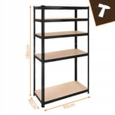 BIGSTREN Metalni stalak za odlaganje 180x90x40cm bez vijaka 200kg po polici crni