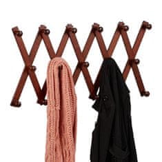 Northix Uvlačiva zidna vješalica za kapute od drveta s 17 kuka