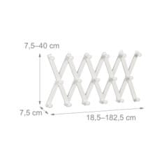 Northix Uvlačiva zidna vješalica za kapute bijela s 17 kuka