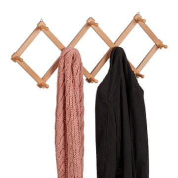 Northix Uvlačiva zidna vješalica za kapute od drveta s 10 kuka