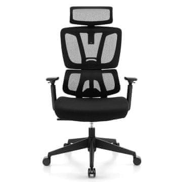 Northix Ergonomska uredska stolica s lumbalnom potporom, rotacija 360°, crna