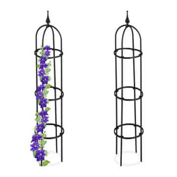 Northix Vrtni obelisk za penjačice 150 cm crni set 2 kom