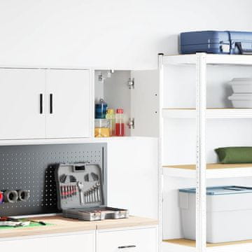 Vidaxl Zidni ormarić za garažu od bijelog lijepljenog drva
