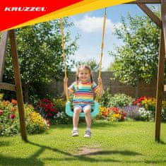 Kruzzel Dječja ljuljačka 3u1 s ogradom - Krem/Tirkizna