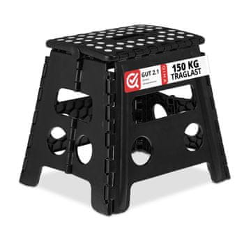 Northix Sklopni stol L črna plastika in kovinski okvir nosilnost 150 kg