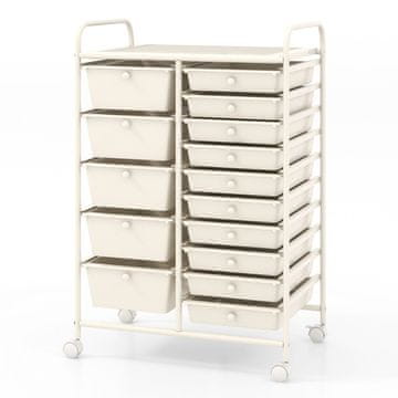Northix Mobilna kolica 15 ladica 63x37x87 cm metal bijela