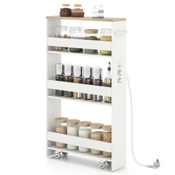 Northix Tanka kuhinjska kolica 4 razine 13cm s USB AC punjenjem