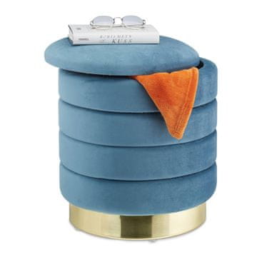 Northix Baršunasti stolac s prostorom za pohranu – petrolej i zlatna