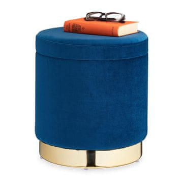 Northix Plavi baršunasti stolac s prostorom za pohranu – elegantan i luksuzan