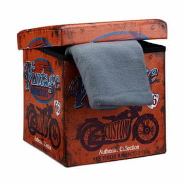 Northix Tabure s prostorom za pohranu 40L sklopivi dizajn Trend motiv