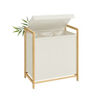 Songmics Košara za rublje 2 pregrade 65x40x78 cm Bijela