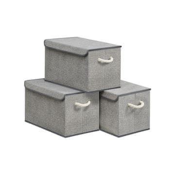 Songmics Set kutija za pohranu 3 komada 50x30x30 cm siva
