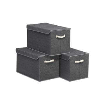 Songmics Set od 3 kutija za pohranu 50x30x30 cm siva