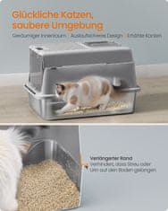 Songmics Kutija za pijesak za mačke 60x40x38 cm Siva nehrđajući čelik