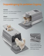 Songmics Kutija za pijesak za mačke 60x40x38 cm Siva nehrđajući čelik