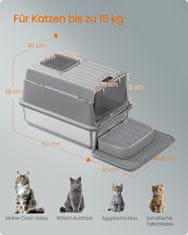 Songmics Kutija za pijesak za mačke 60x40x38 cm Siva nehrđajući čelik