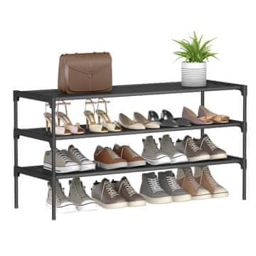 Songmics Stalak za cipele 3 razine 29.7x62.3x53.5 cm Crni