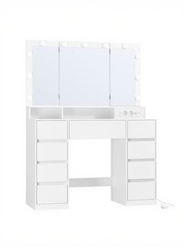 Songmics Toaletni stol s 3-dijelnim ogledalom 40x107x144 cm bijeli